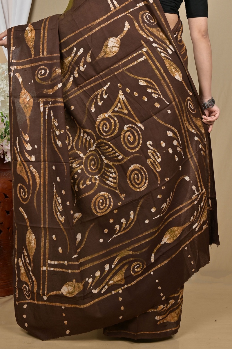 Pista Green Pure Cotton Pihu Batik Print Saree (2142)