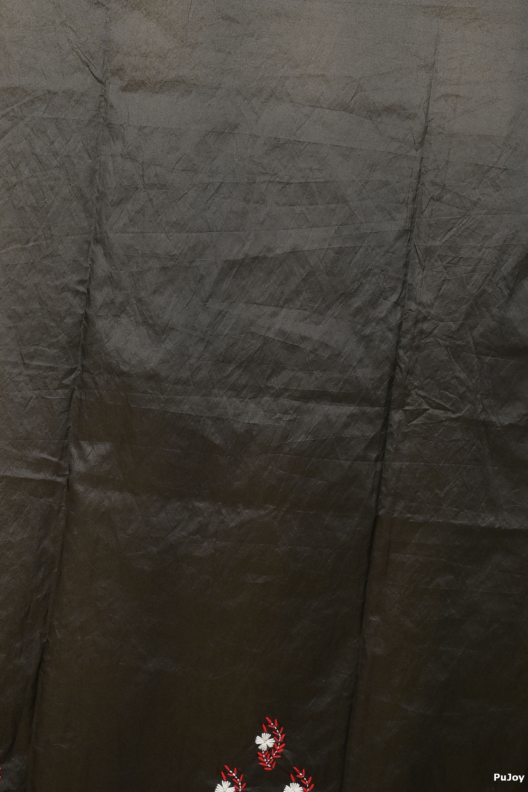 Black Cotton Piaja Kantha Stitch Saree (2148)