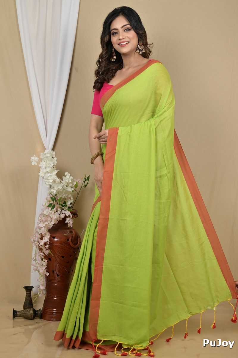 Green Pure Cotton Gittu Hand Loom Saree (2169)