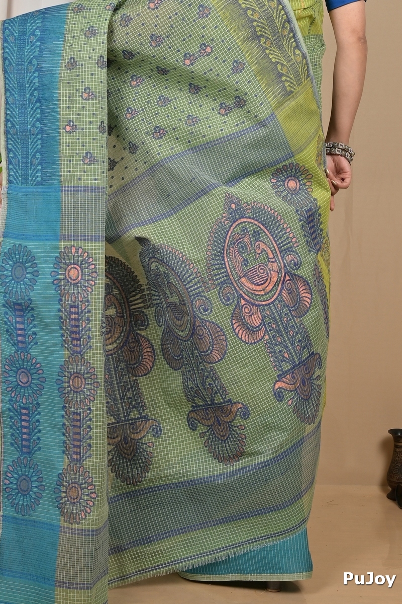 Green Pure Cotton Achto Tant Saree (2171)