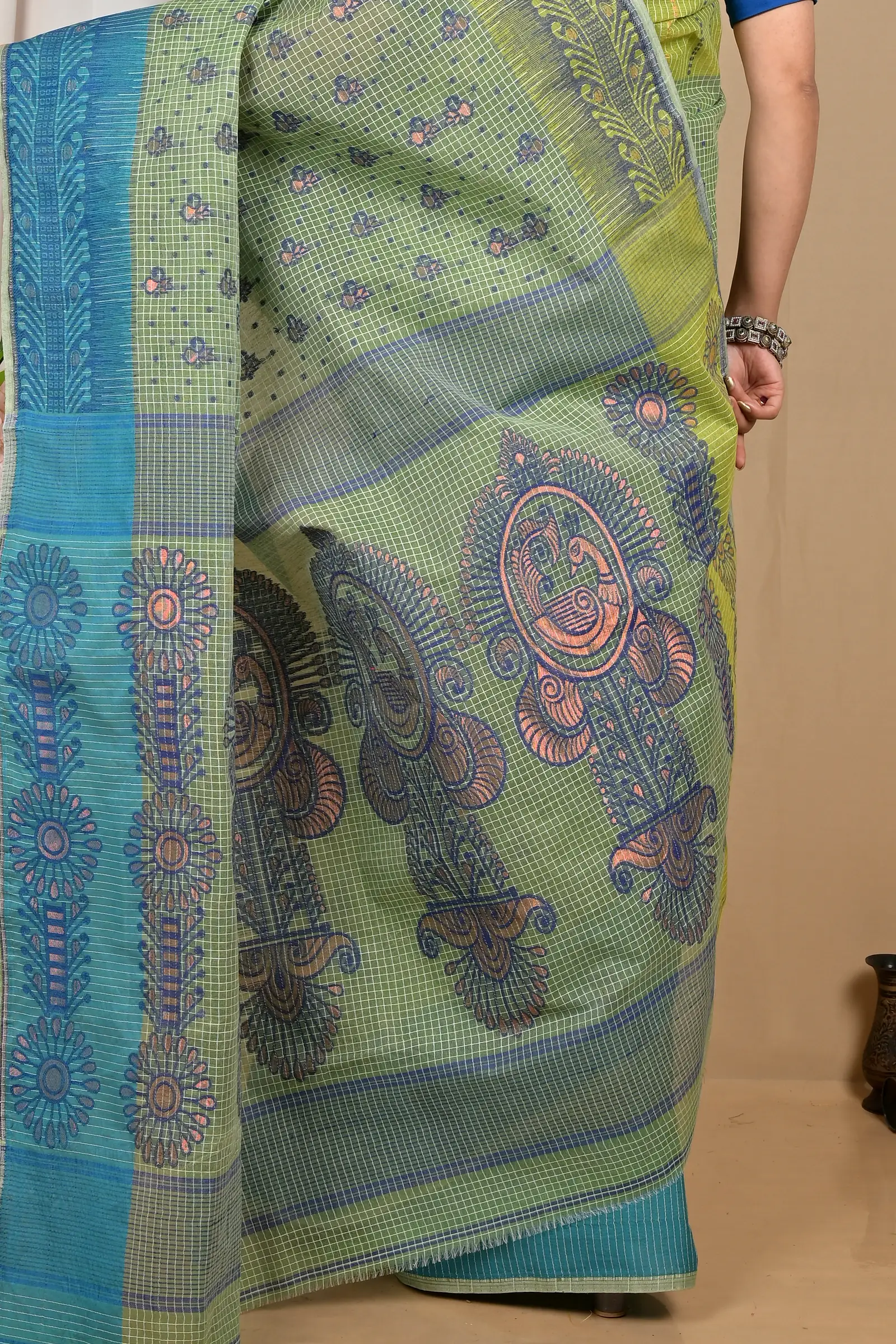 Green Pure Cotton Achto Tant Saree (2171)