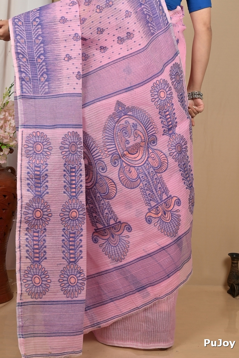 Pink Pure Cotton Achto Tant Saree (2173)
