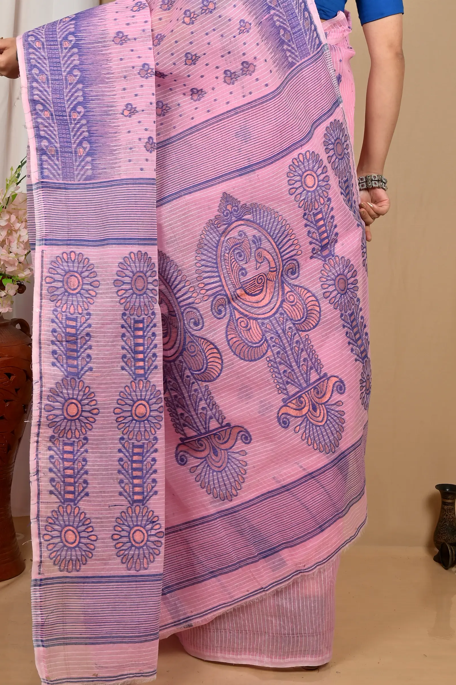 Pink Pure Cotton Achto Tant Saree (2173)