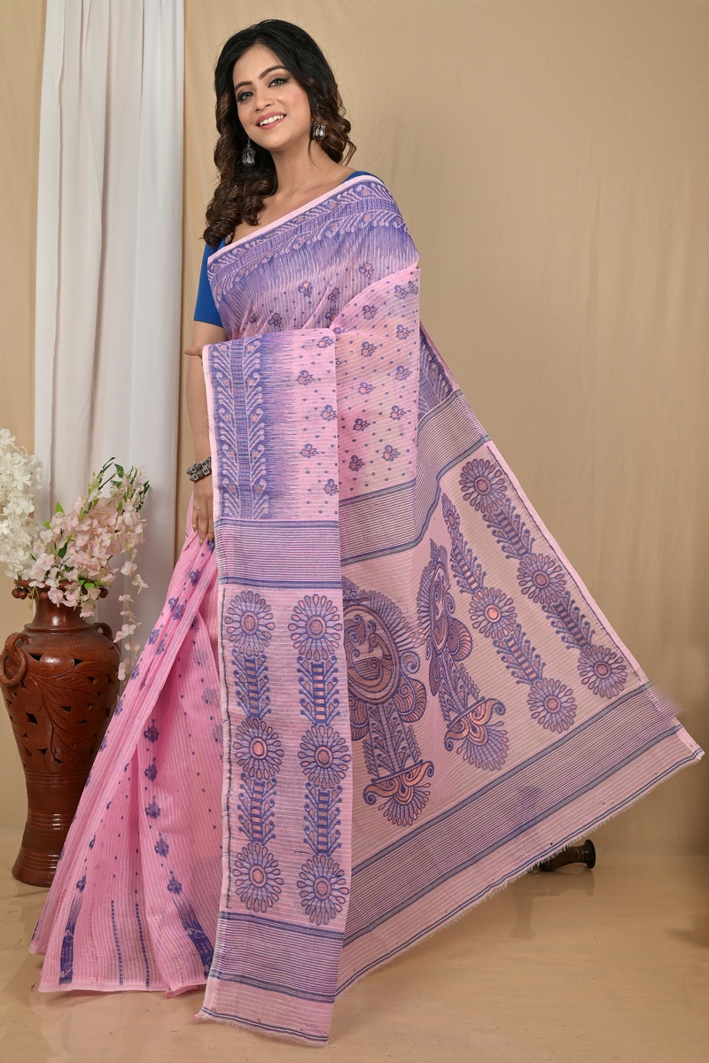 Pink Pure Cotton Achto Tant Saree (2173)