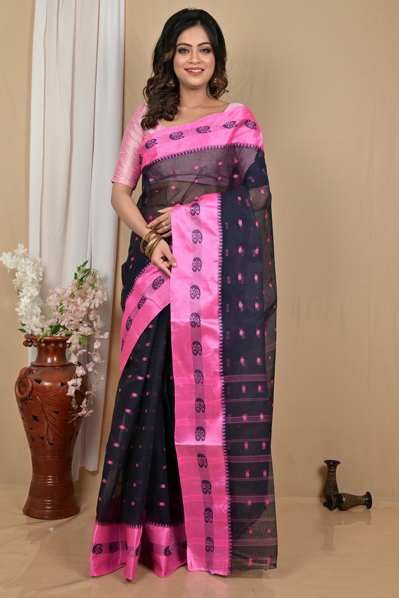 Naby Blue Pure Cotton Achma Tant Saree (2177)