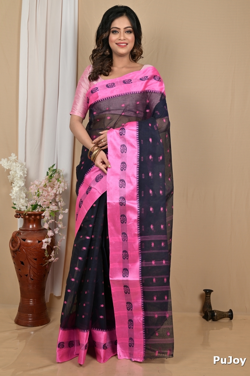 Naby Blue Pure Cotton Achma Tant Saree (2177)