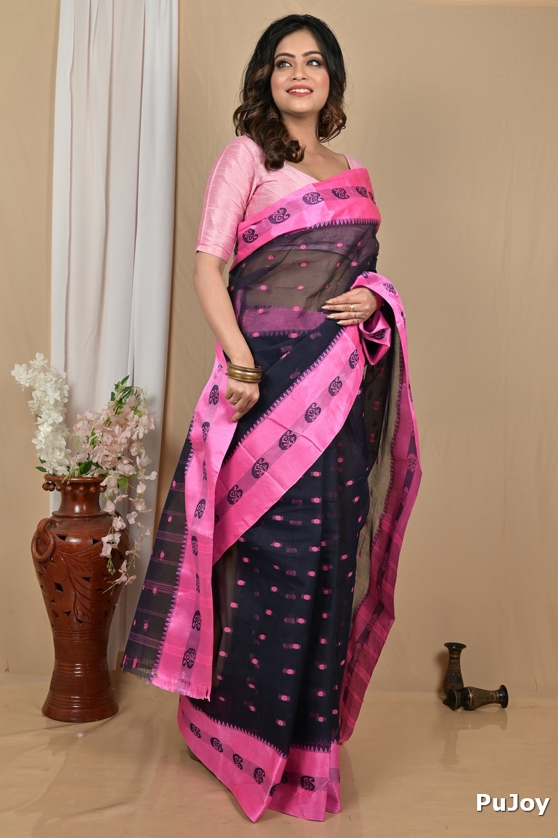 Naby Blue Pure Cotton Achma Tant Saree (2177)