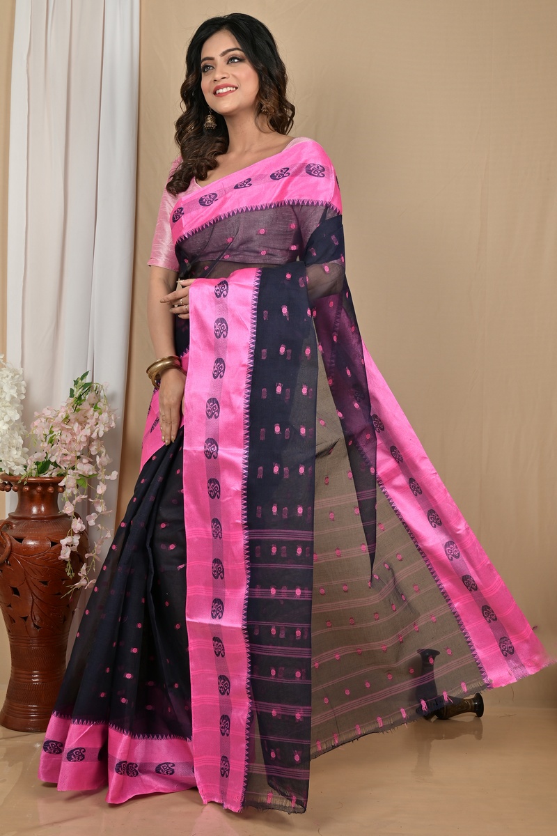 Naby Blue Pure Cotton Achma Tant Saree (2177)