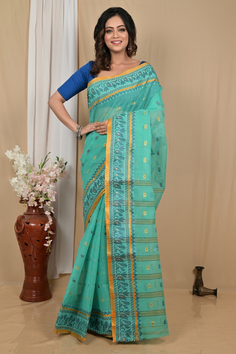 Green Pure Cotton Achlin Tant Saree (2180)