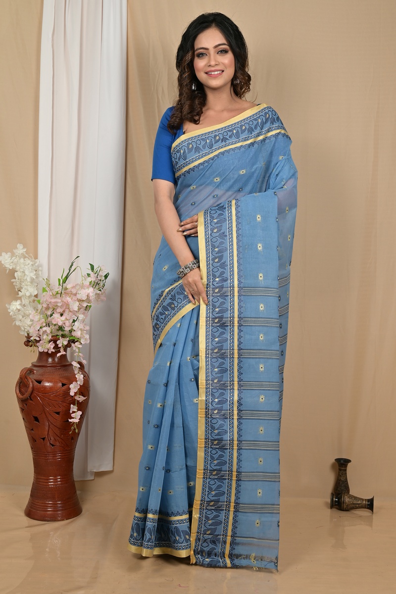 Royal Blue Pure Cotton Achlin Tant Saree (2181)