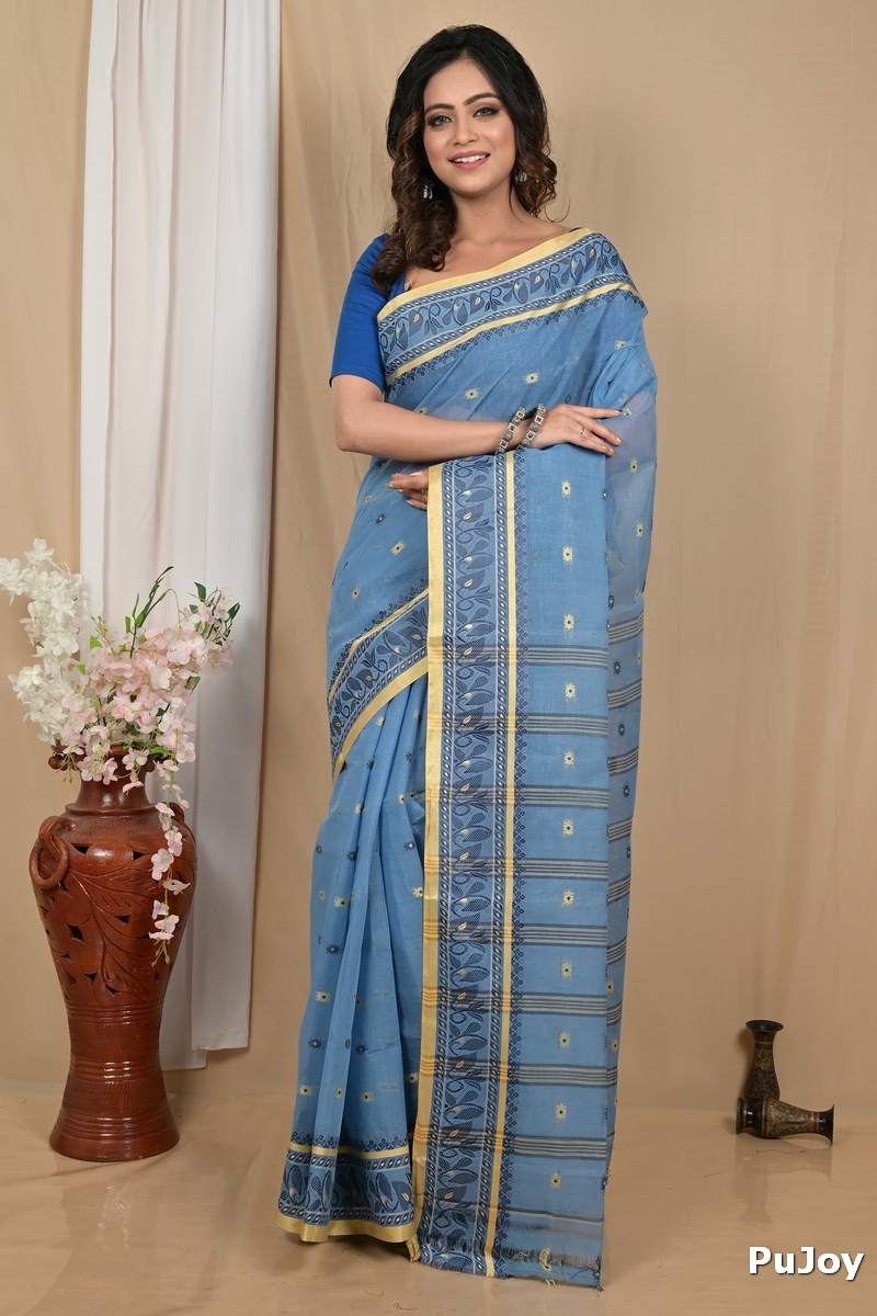 Royal Blue Pure Cotton Achlin Tant Saree (2181)