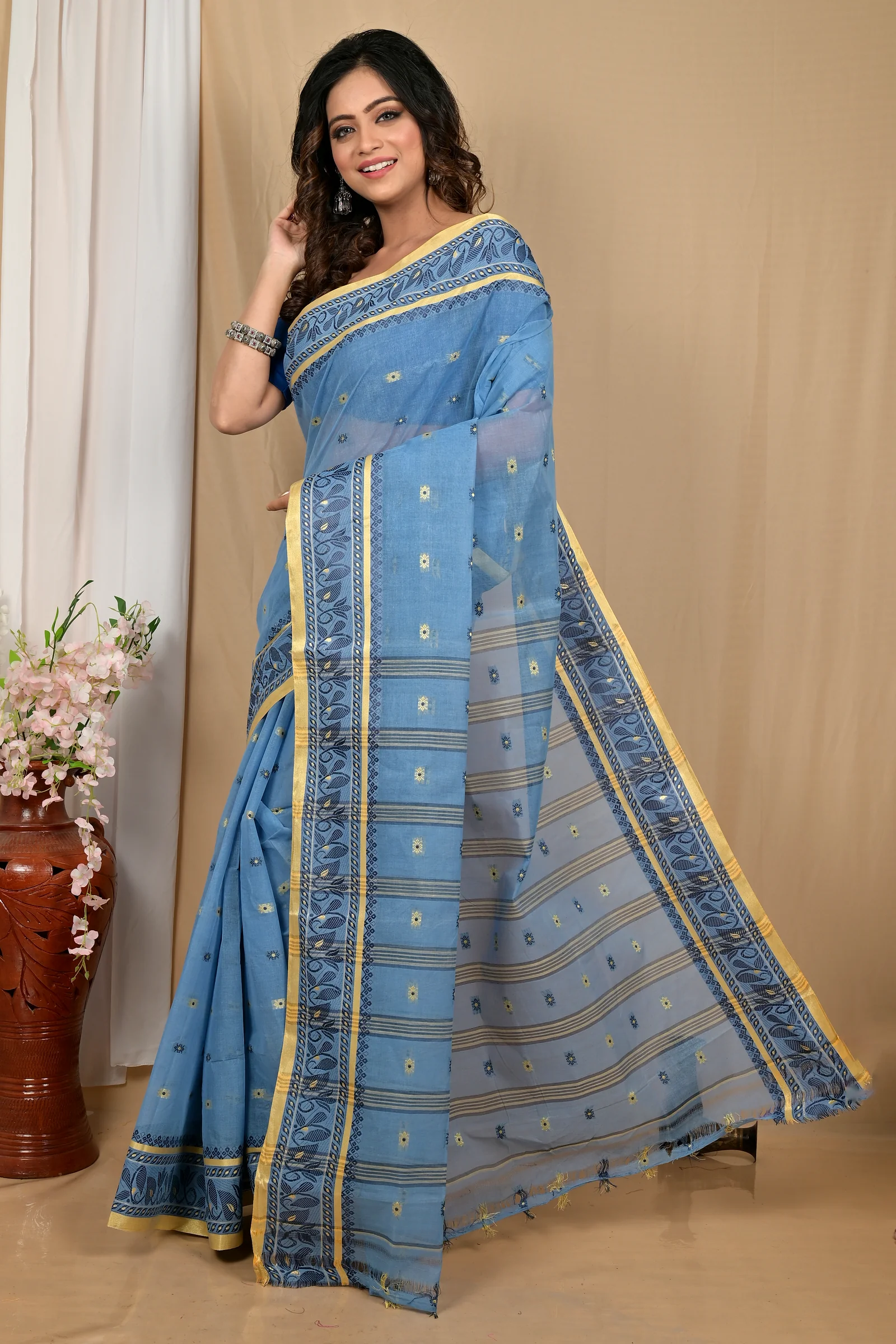 Royal Blue Pure Cotton Achlin Tant Saree (2181)