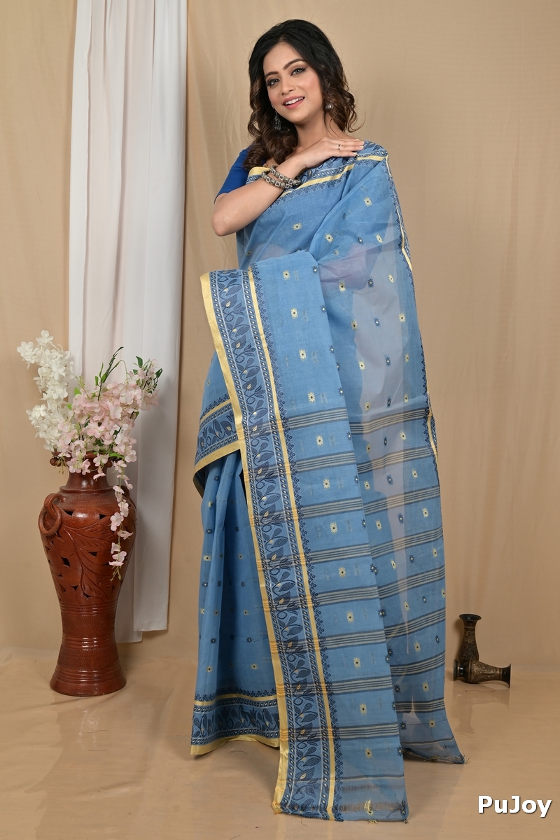Royal Blue Pure Cotton Achlin Tant Saree (2181)