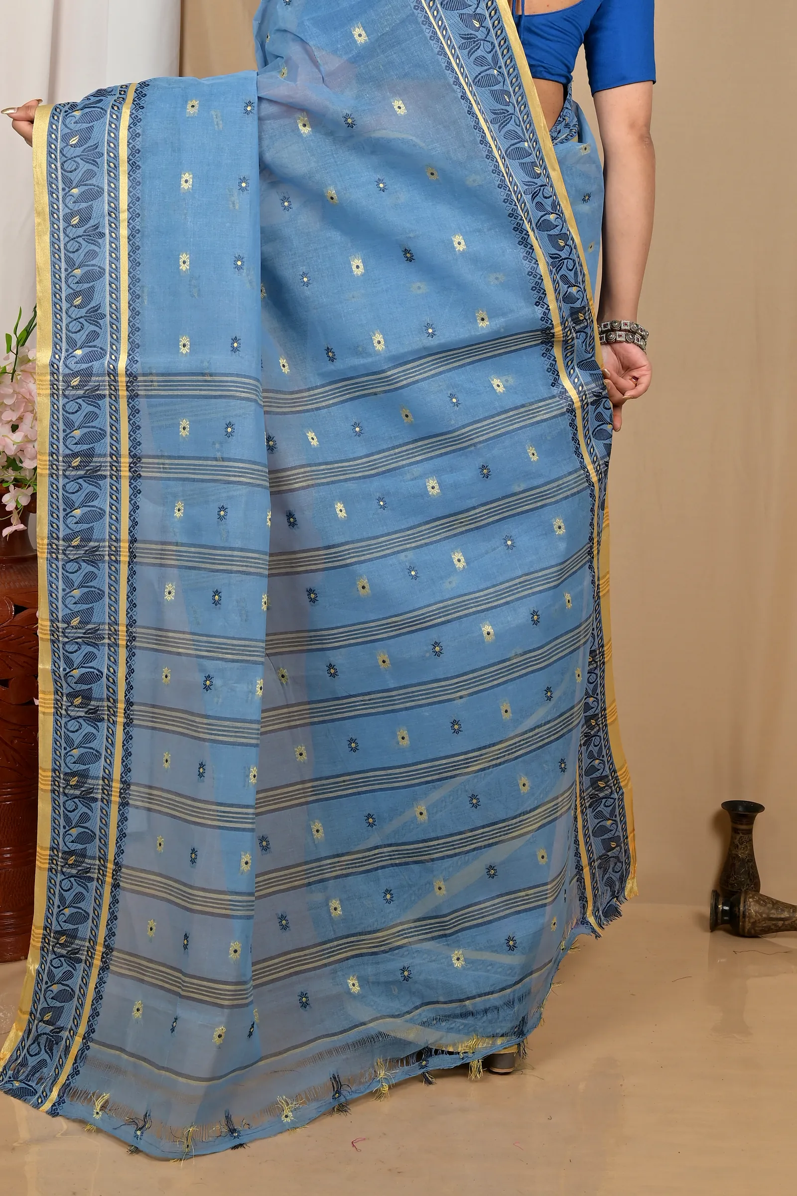 Royal Blue Pure Cotton Achlin Tant Saree (2181)