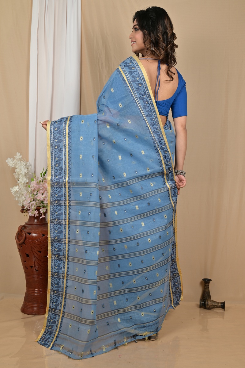Royal Blue Pure Cotton Achlin Tant Saree (2181)