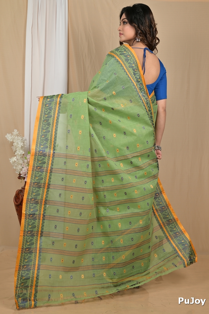 Pesta Green Pure Cotton Achlin Tant Saree (2184)