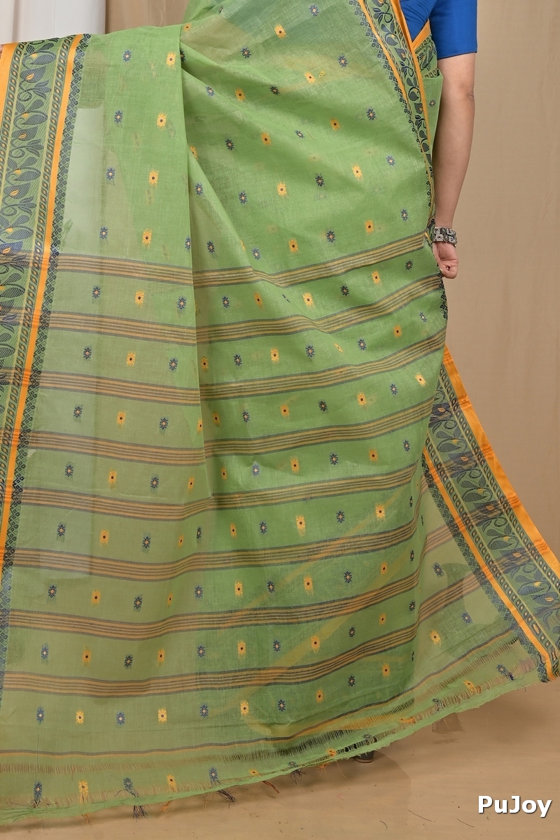 Pesta Green Pure Cotton Achlin Tant Saree (2184)