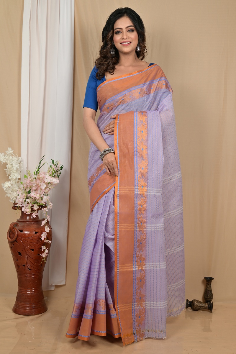 Lavender Pure Cotton Achpan Tant Saree (2192)