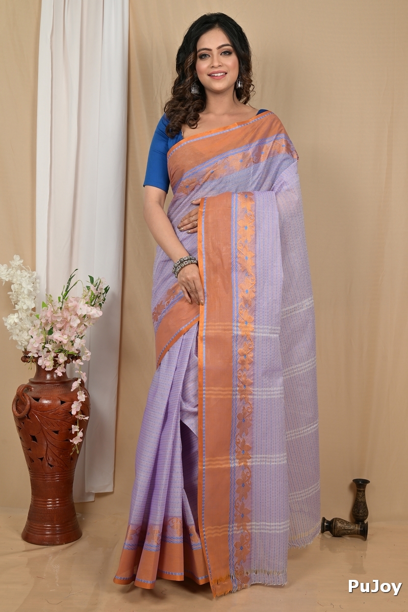 Lavender Pure Cotton Achpan Tant Saree (2192)