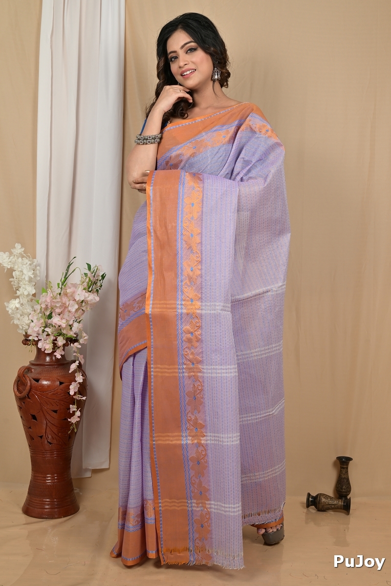 Lavender Pure Cotton Achpan Tant Saree (2192)