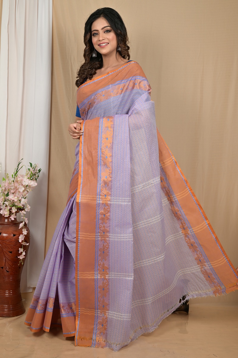 Lavender Pure Cotton Achpan Tant Saree (2192)