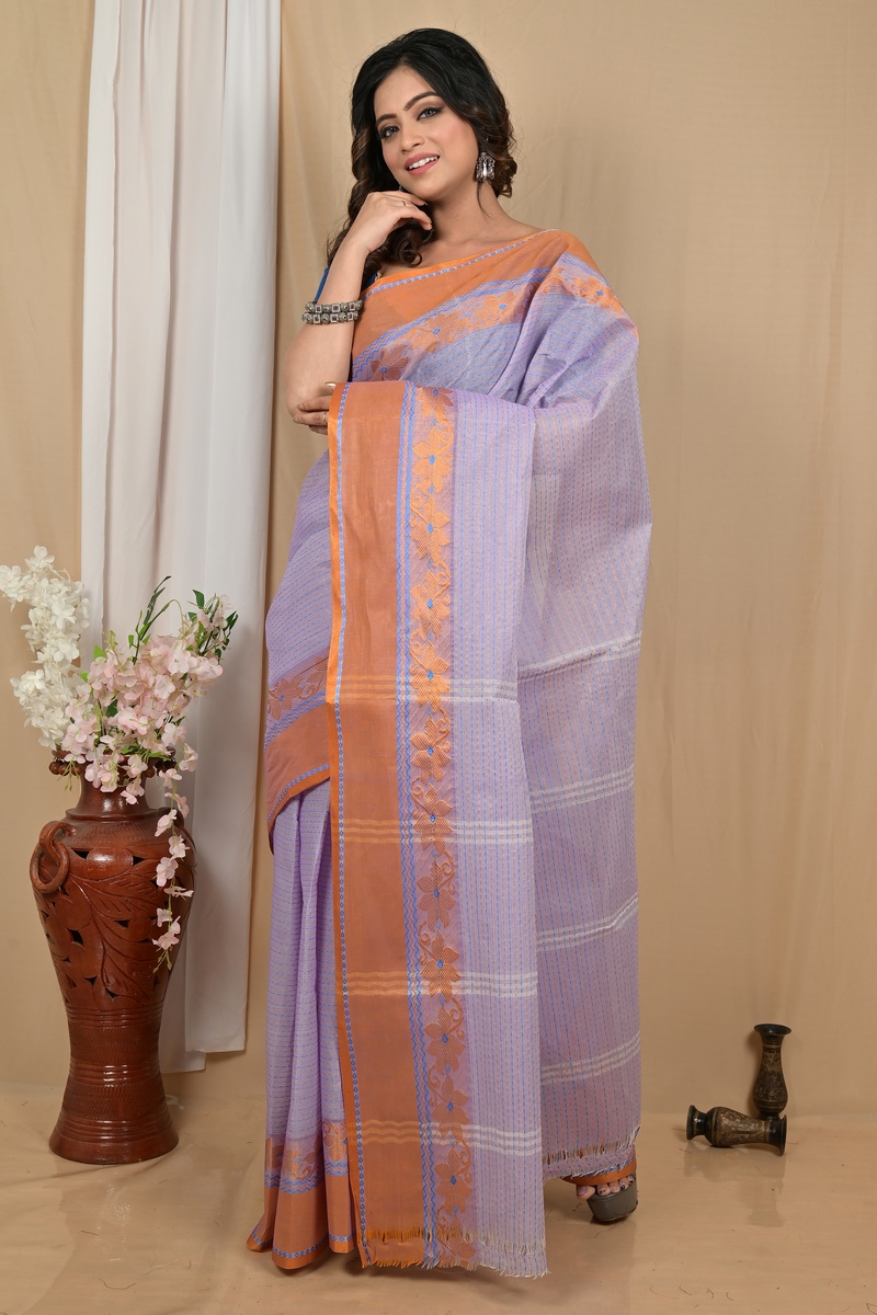 Lavender Pure Cotton Achpan Tant Saree (2192)