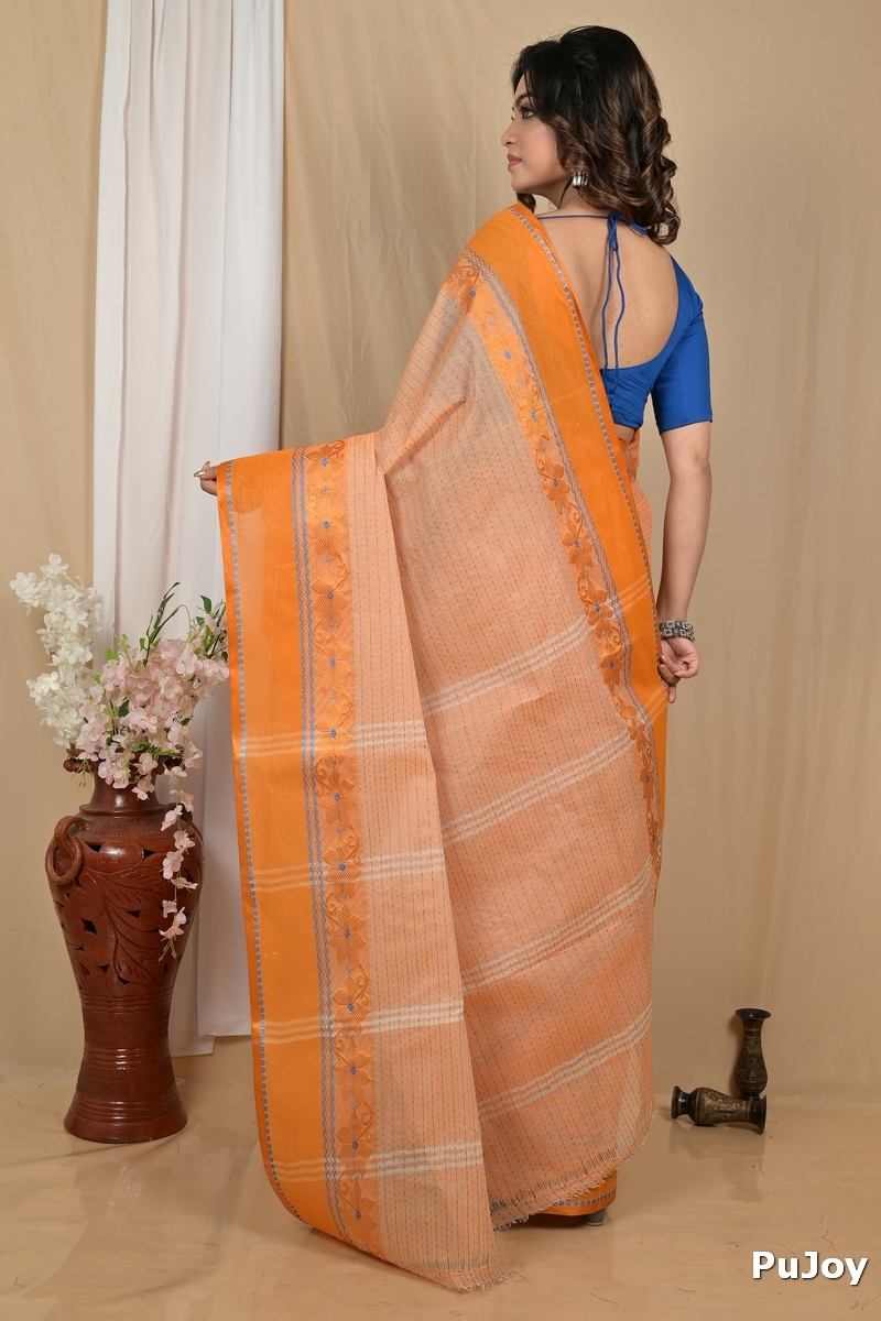 Orange Pure Cotton Achpan Tant Saree (2193)