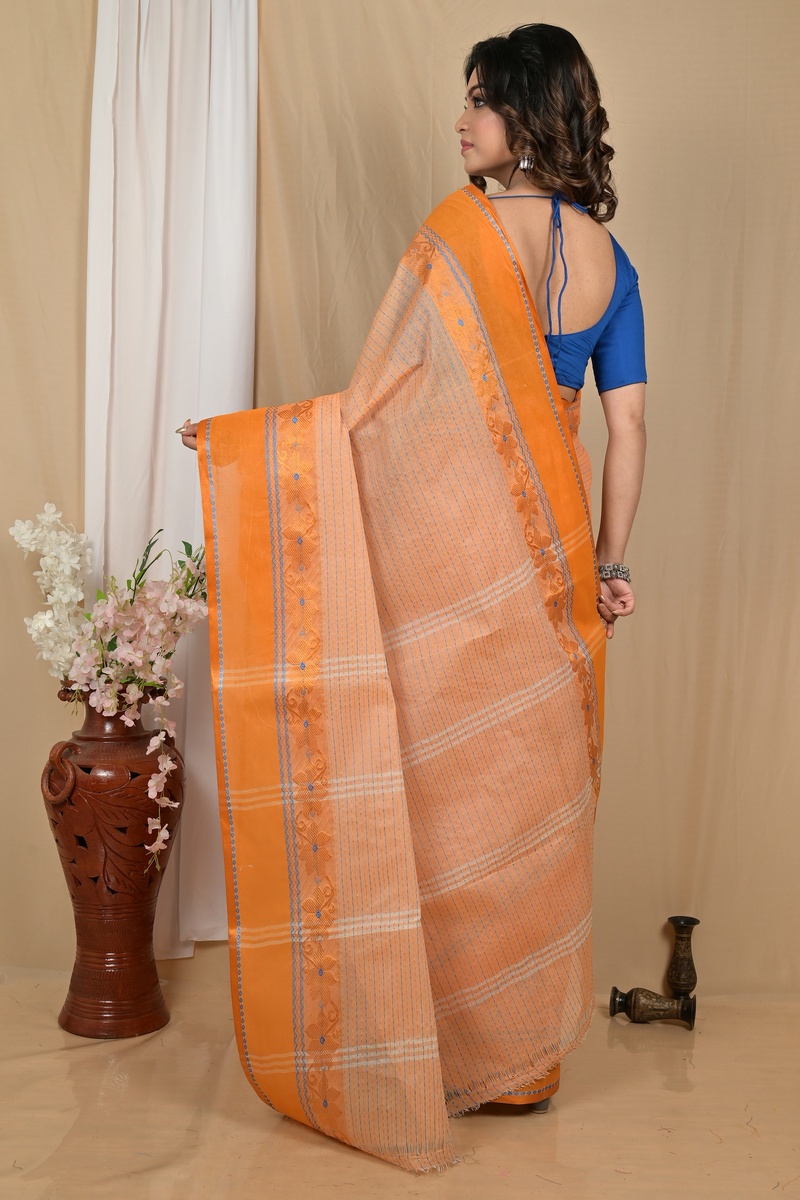 Orange Pure Cotton Achpan Tant Saree (2193)