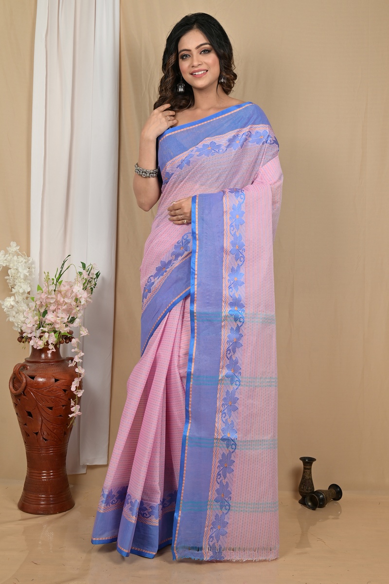 Pastel Pink Pure Cotton Achpan Tant Saree (2196)