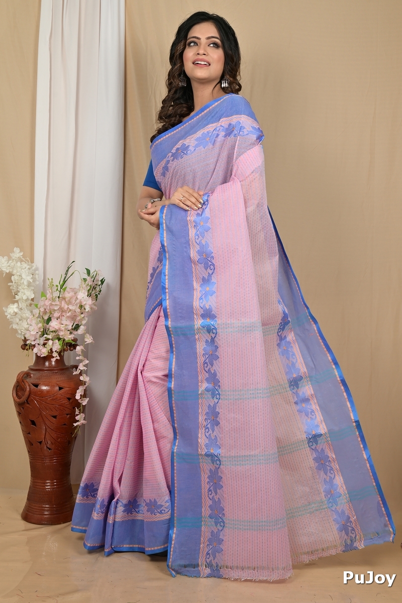 Pastel Pink Pure Cotton Achpan Tant Saree (2196)