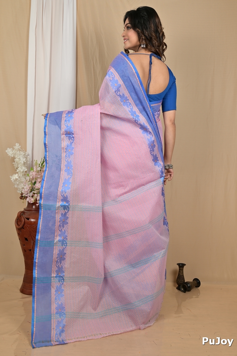 Pastel Pink Pure Cotton Achpan Tant Saree (2196)