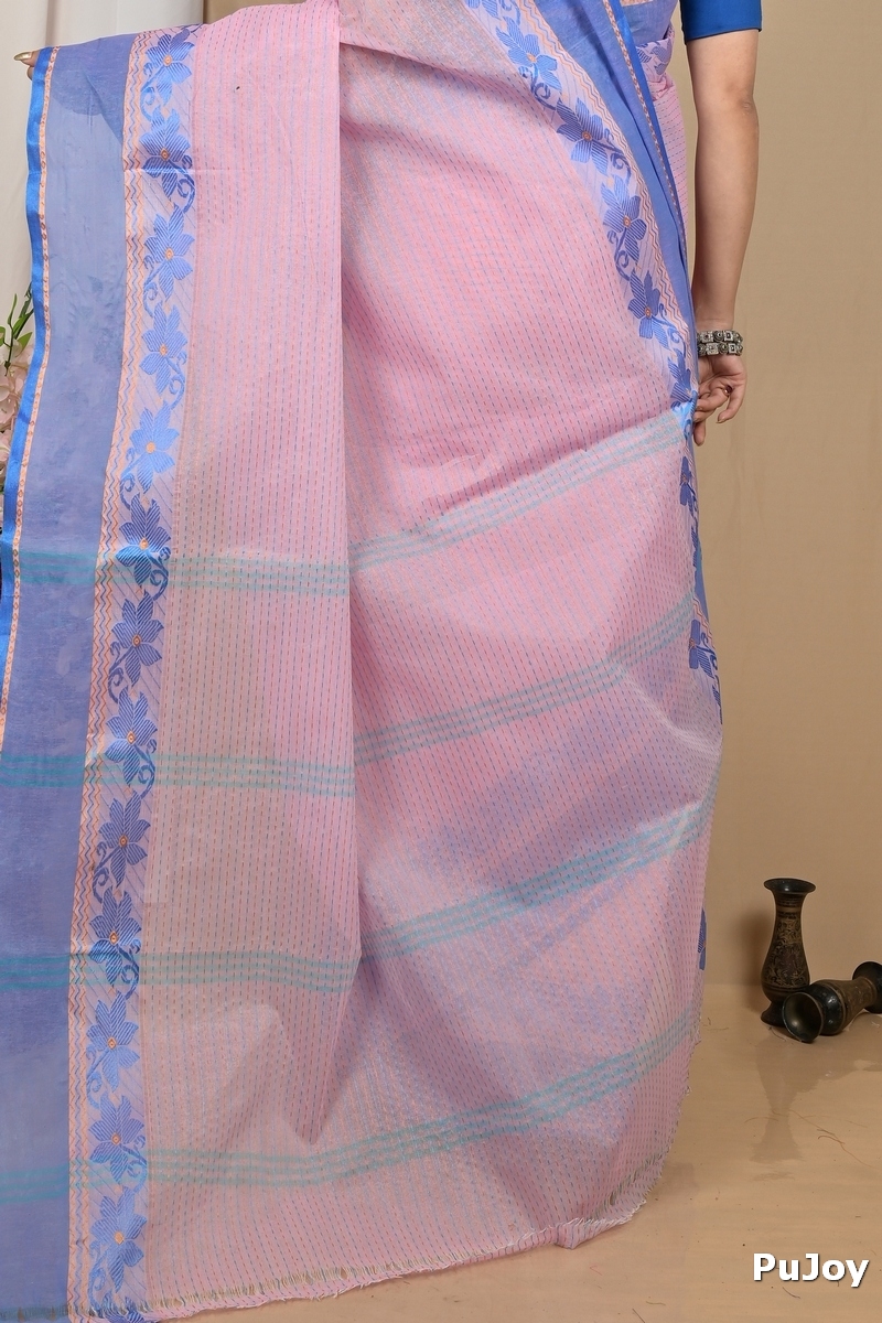 Pastel Pink Pure Cotton Achpan Tant Saree (2196)