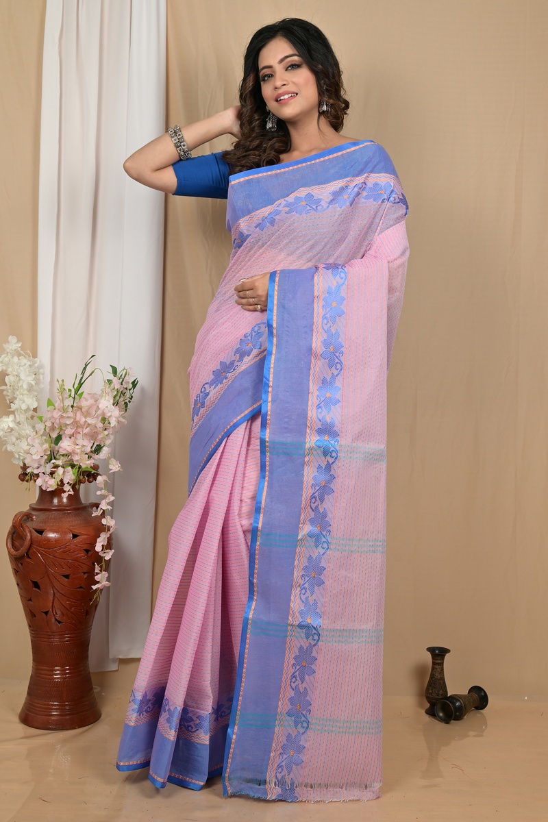 Pastel Pink Pure Cotton Achpan Tant Saree (2196)