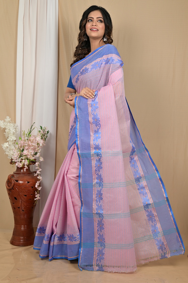 Pastel Pink Pure Cotton Achpan Tant Saree (2196)