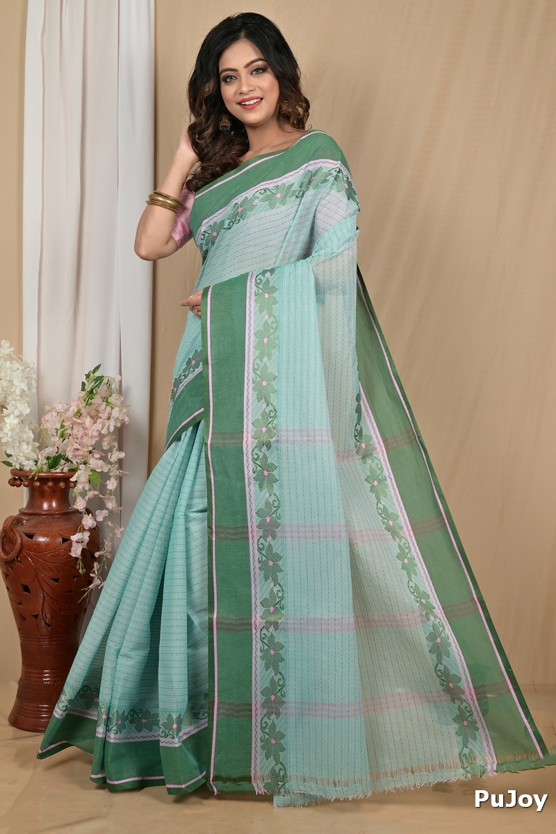 Aqua Green Pure Cotton Achpan Tant Saree (2198)