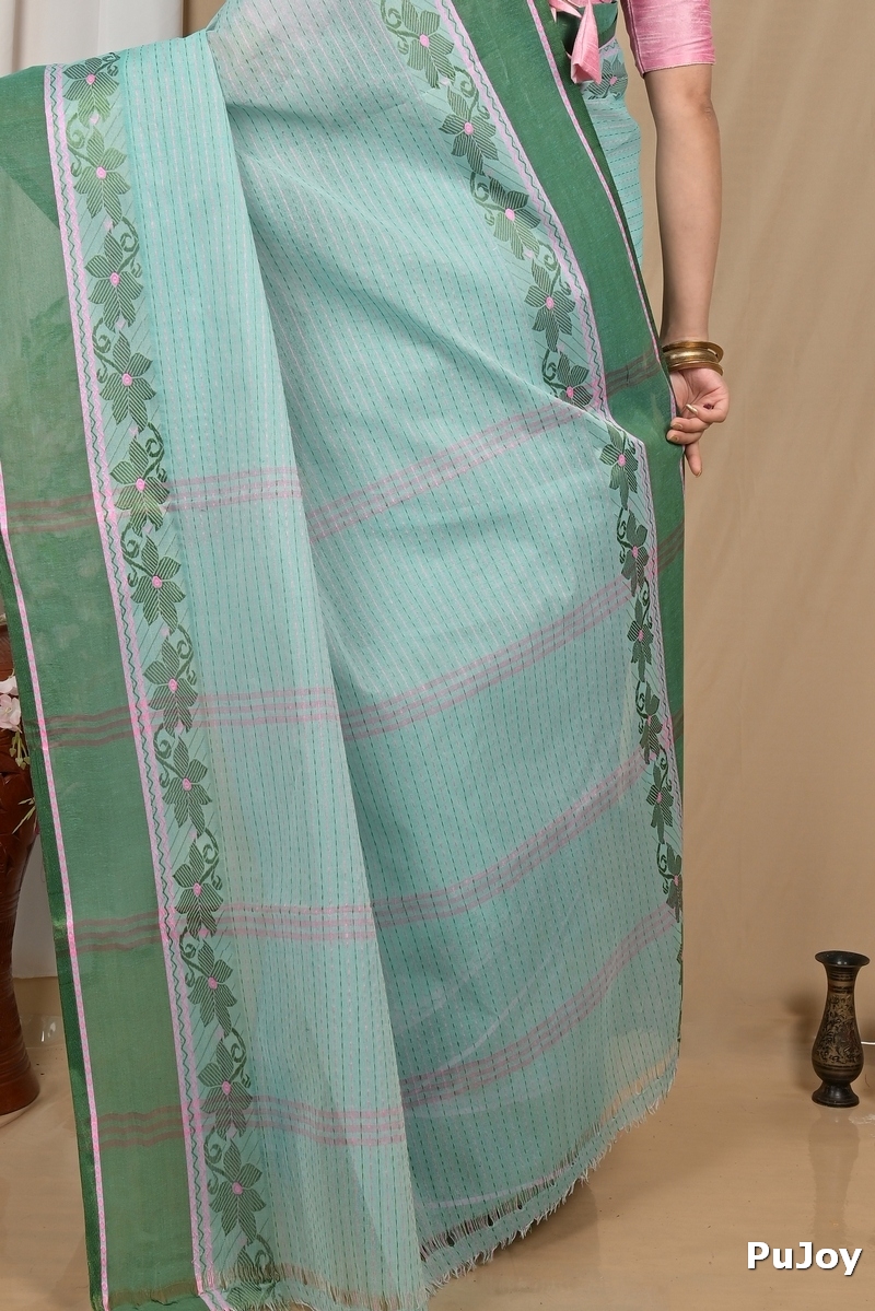 Aqua Green Pure Cotton Achpan Tant Saree (2198)