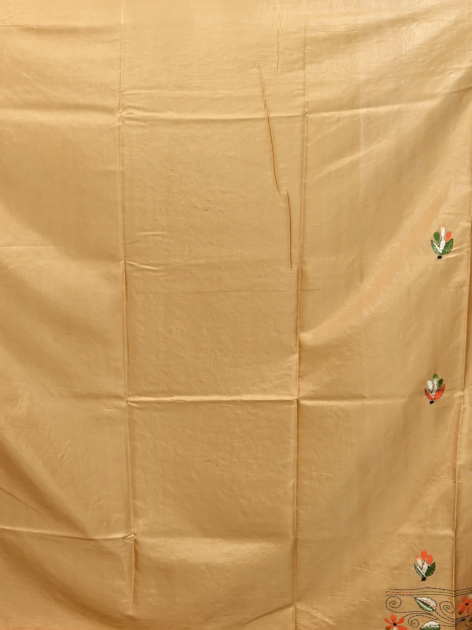 Brown Cotton Bolpur Kantha Stitch Saree (22)
