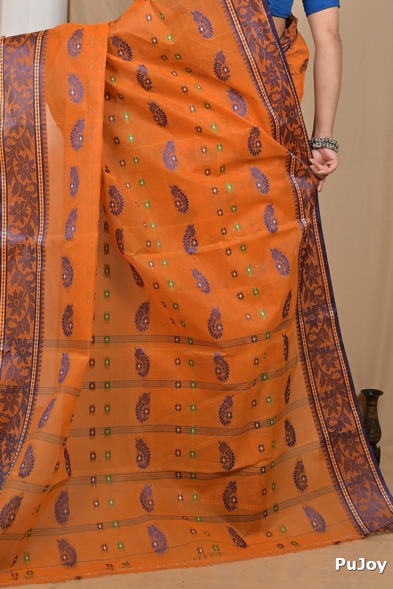 Orange Pure Cotton Achrol Tant Saree (2204)