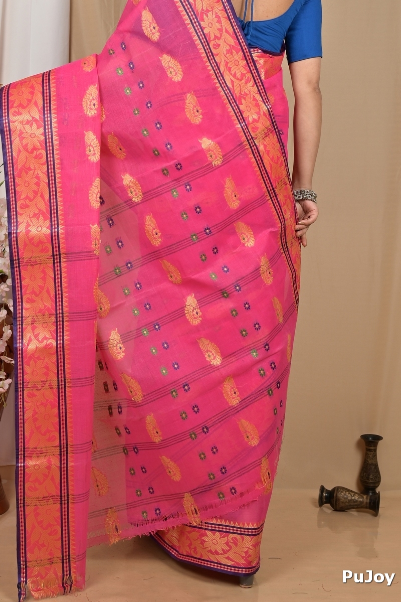 Pink Pure Cotton Achrol Tant Saree (2205)