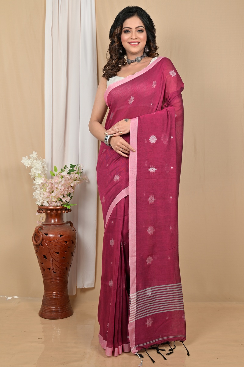 Purpel Pure Cotton Achbu Hand Loom Saree (2207)