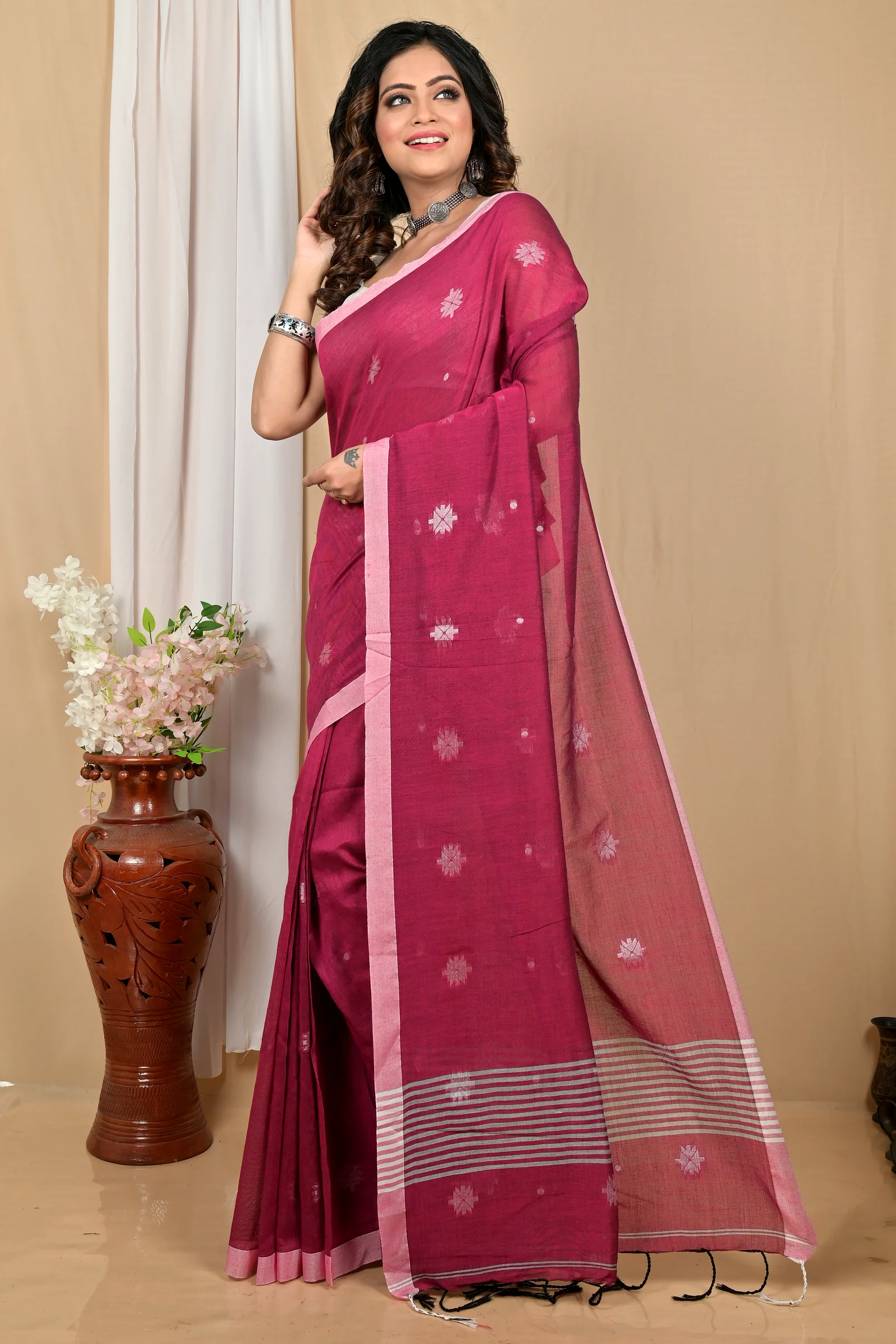 Purpel Pure Cotton Achbu Hand Loom Saree (2207)
