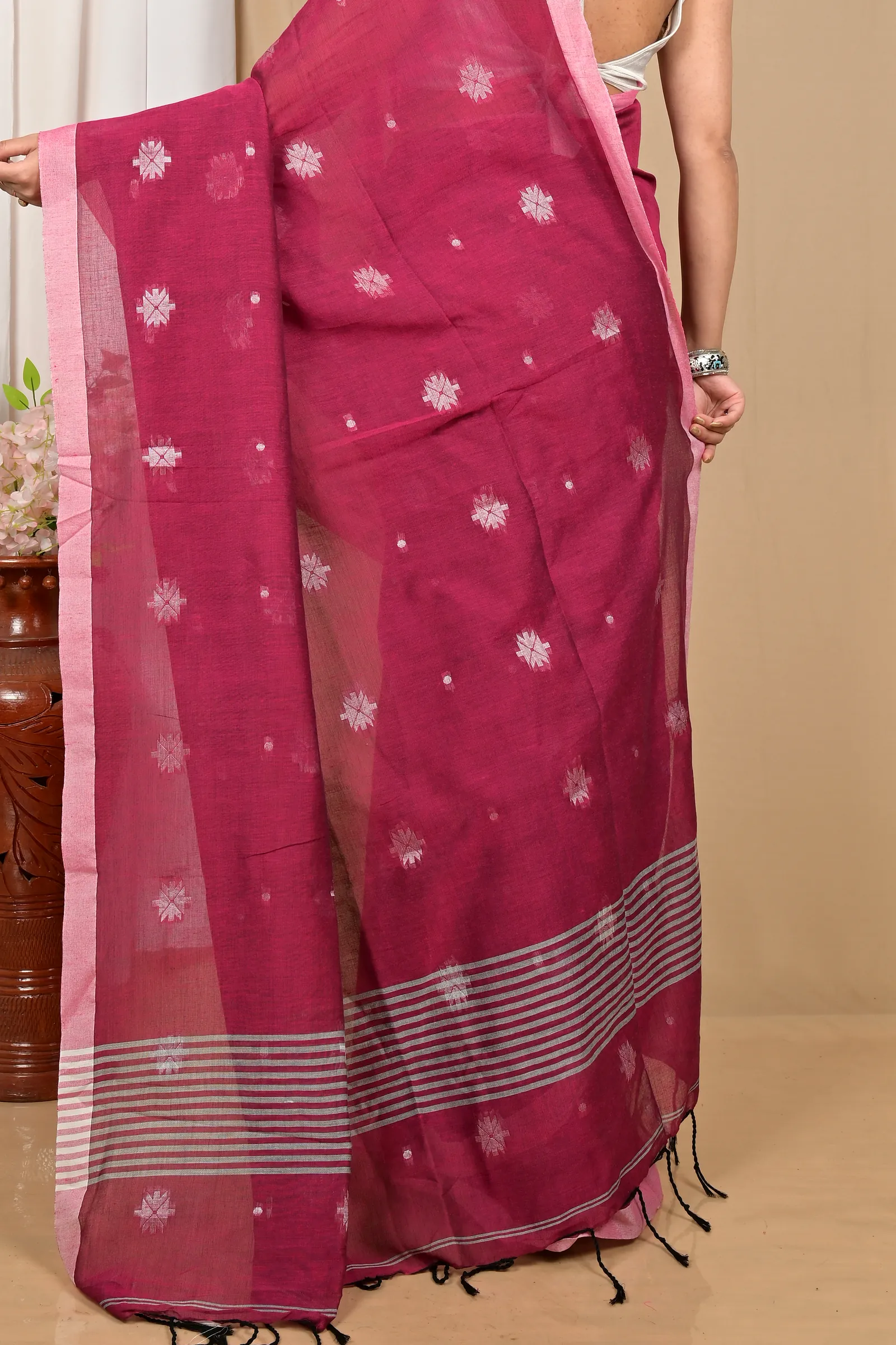 Purpel Pure Cotton Achbu Hand Loom Saree (2207)