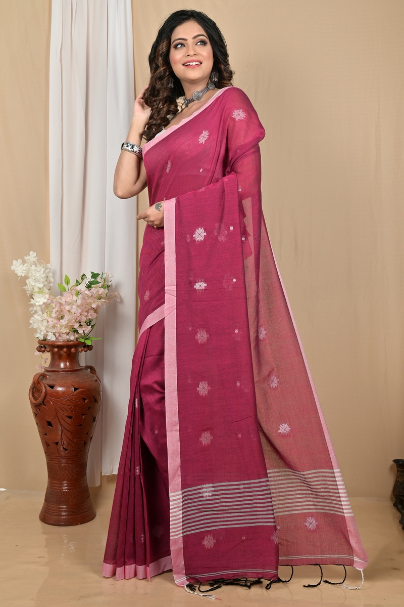 Purpel Pure Cotton Achbu Hand Loom Saree (2207)