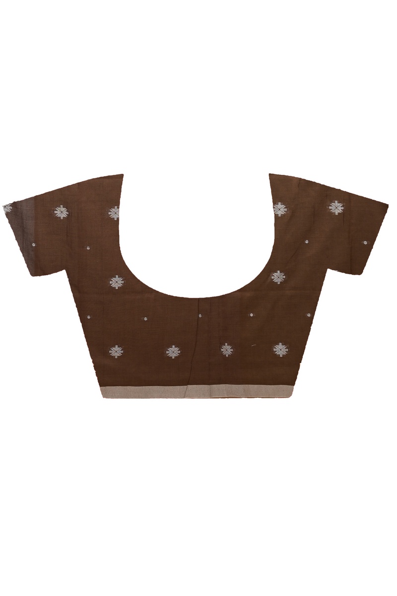 Dark Brown Pure Cotton Achbu Hand Loom Saree (2209)