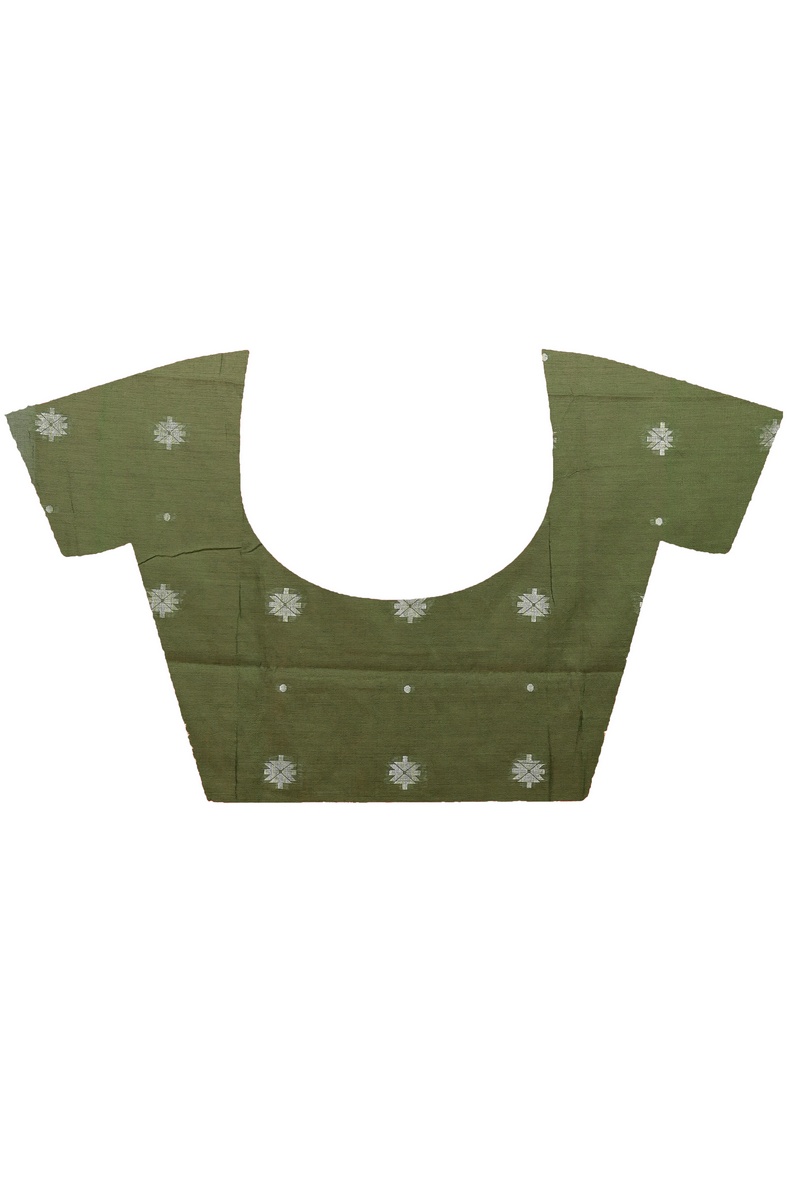 Dark Green Pure Cotton Achbu Hand Loom Saree (2212)