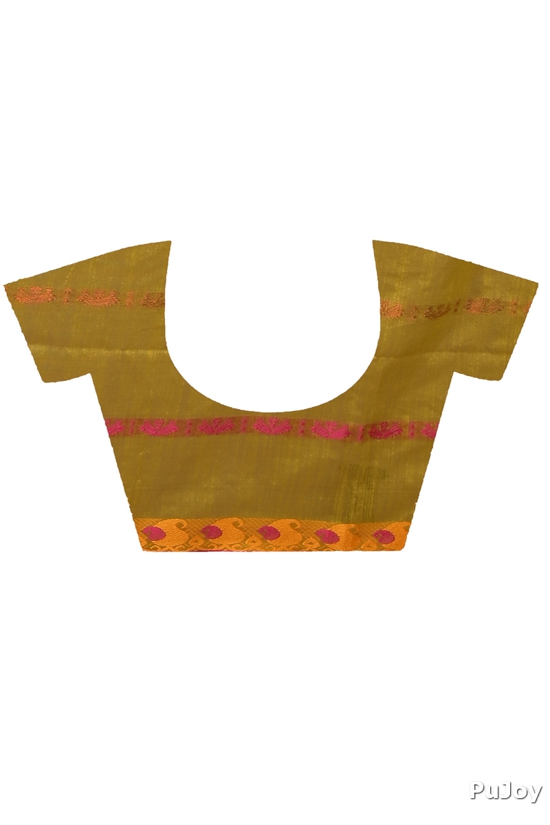 Mehendi Green Blended Cotton Achsit Hand Loom Saree (2220)
