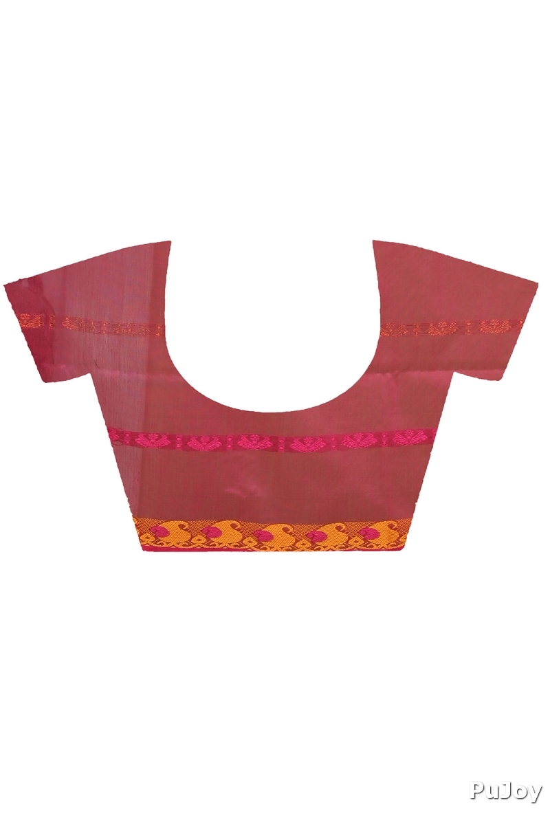 Green Pink Blended Cotton Achsit Hand Loom Saree (2221)