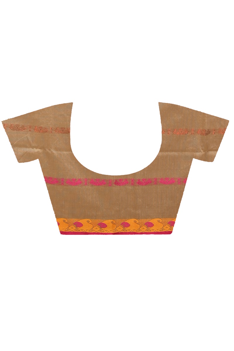 Dark Brown Blended Cotton Achsit Hand Loom Saree (2222)