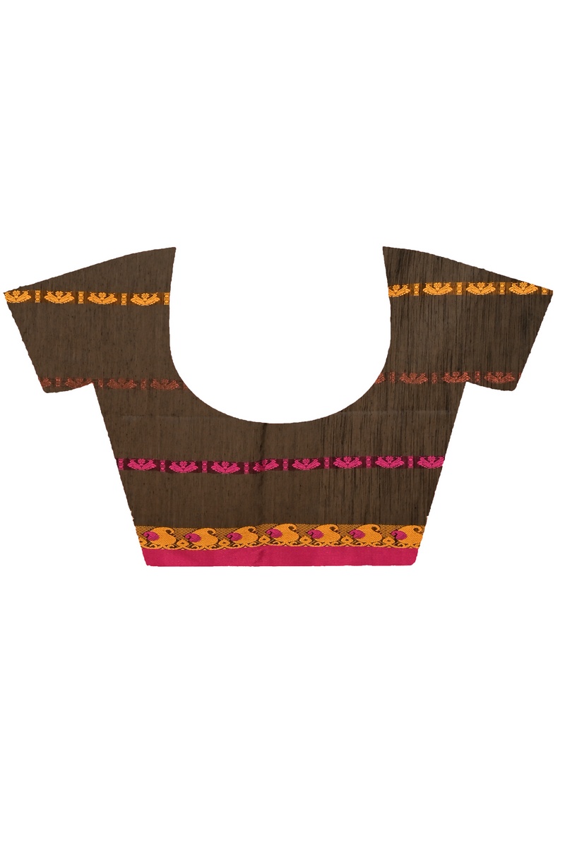 Black Purple Blended Cotton Achsit Hand Loom Saree (2225)