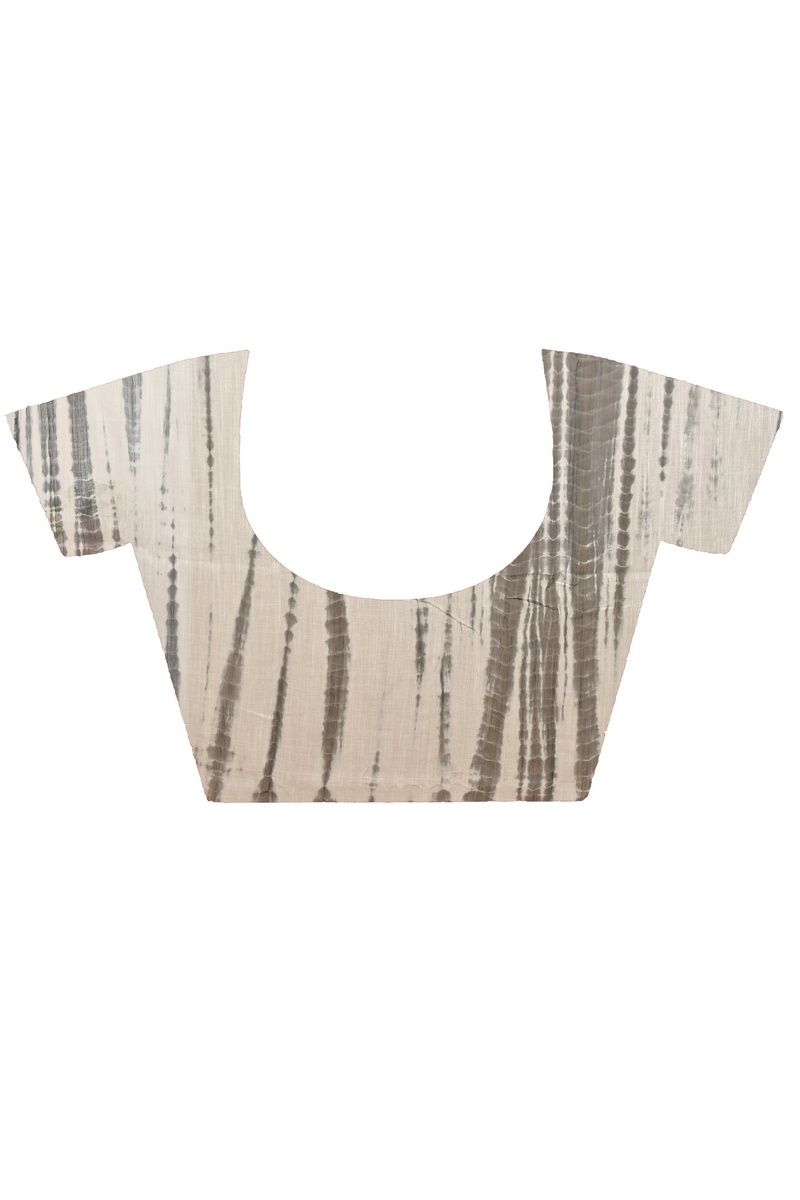 Black White Pure Cotton Achmol Badhni Dye Saree (2227)